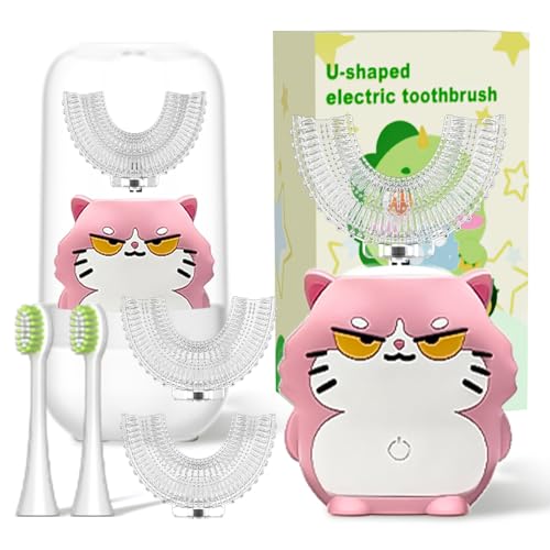 Image of Kids U-Shaped Sonic Electric Toothbrush, Cartoon Design 360 Deep Cleaning, IPX7 Waterproof Auto Toothbrush for Toddlers(2-6 AG)
