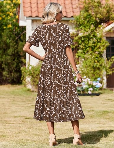 Image of Zeagoo Womens Summer Dresses 2026 Casual Midi Dress Flowy Sundress Ruffle Short Sleeve Tiered Dresses A Line Boho Dress