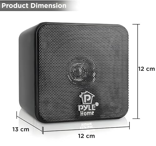 Pyle Mini Cube Bookshelf Speakers 10cm, 200W Compact Stereo Speakers for Home Audio, Desktop, and TV, Clear Full-Range Sound, Pair (Black) - Image 6