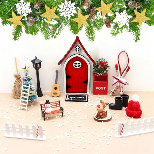 WEFHEF Wichteltür Set 28 Stück Weihnachten Wichtel Zubehör...