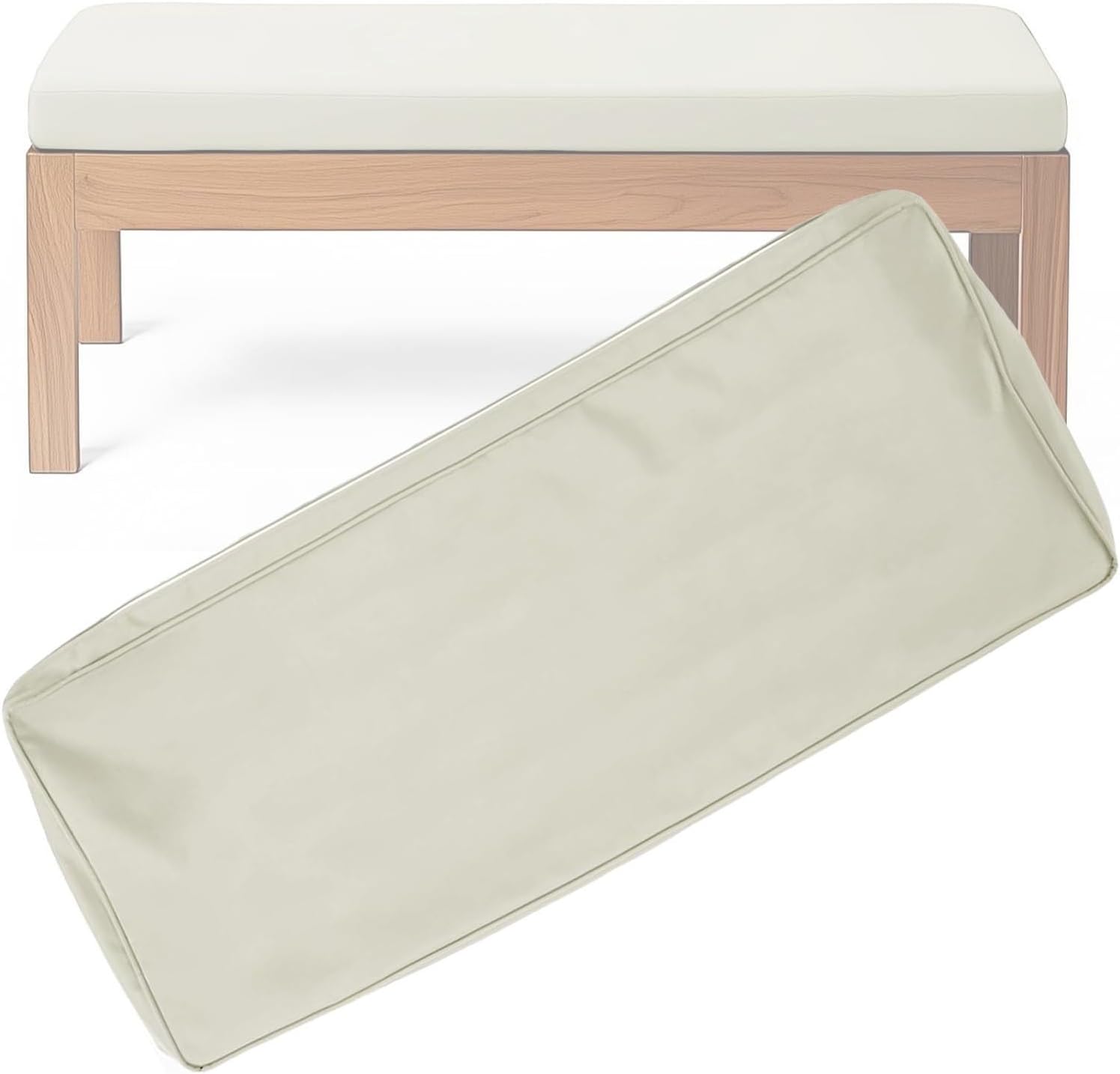 1 Pack Bench Seating Cushion Cover with Piping Design - Waterproof Non-Slip Cushions Slipcover with Ties for Sofa Pads Outdoor Indoor Patio Furnitures Pads(8,85x40x10cm/33.4x16x4in)