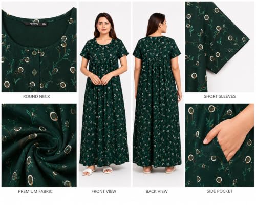 Image of Nighty for Women Pure Cotton Combo Pack of 2 | Free Size Gown for Women Cotton | Nighties for Women Pure Cotton Combo Stylish | Maxi Sleepwear Blue