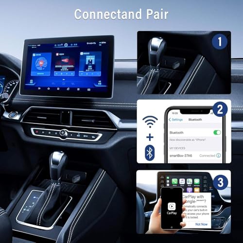 Image of 2-in-1 Wireless CarPlay and Android Auto Adapter, Plug and Play Dongle, Fast Auto-Connect, No Delay, for iPhone and Android, USB /USB-C Port, Black (Carplay-2102)