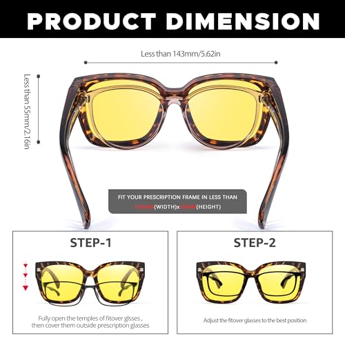LVIOE Night Vision Glasses for Driving Women Men Yellow Glasses for Night Driving Glare Polarized Wear Over Eyeglasses N42014