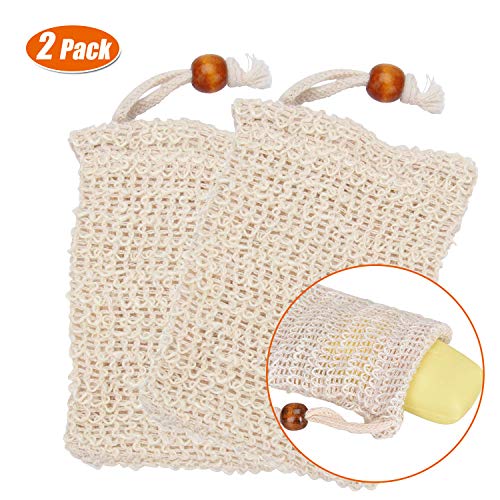 Seifensäckchen Bio Sisal Seifenbeutel Set,2 Stück Sisal Seifenbeutel Set, Soap bag| Seifensäckchen| Seifensack | Seifenreste | Seifentasche (14 * 9.5cm, Aprikose)