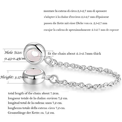 GW Sterling Silver Rubber Charm Stopper Spacer Safety Chain for European Cable Chain Charm Bracelets (Normal Silver ST010)2