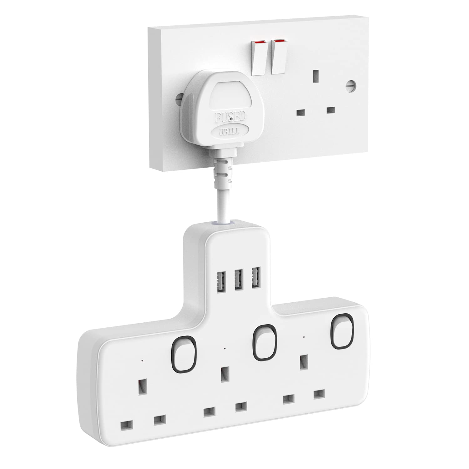 Buy Mscien Plug Extension Socket with USB，3 Way Plug Extension with