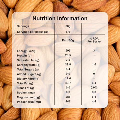 Image of NUTADO Premium California Almonds 100g | Whole Natural Badam Giri | High Protein, High Fibre & Vitamin E | Crunchy Healthy Dry Fruits | Daily Nutrition