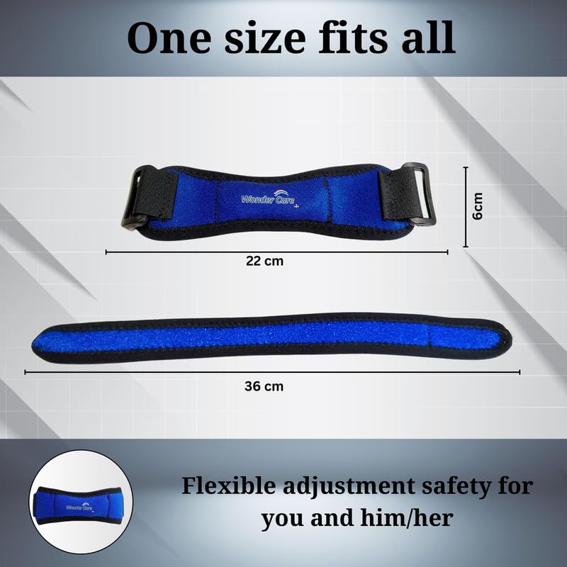 Image of Wonder Care Neoprene Adjustable Patella Knee Support With Silicon Insert For Knee Pain,Patella Tendon Support For Gym Squats,Running,Patellar Tendon Strap Men & Women Free Size (2,Blue)