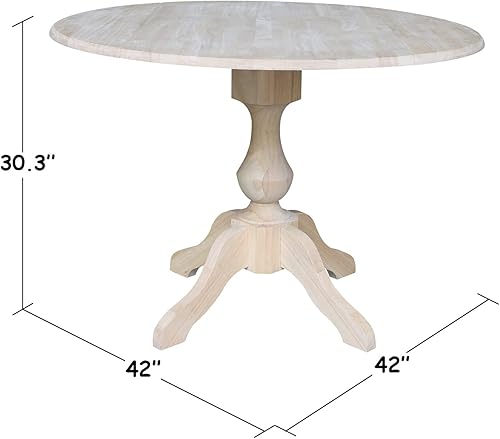 Miniatura 2 de IC International Concepts International Concepts - Mesa redonda con pedestal de doble hoja de 42 pulgadas, 30.3 pulgadas de alto, mesa de comedor