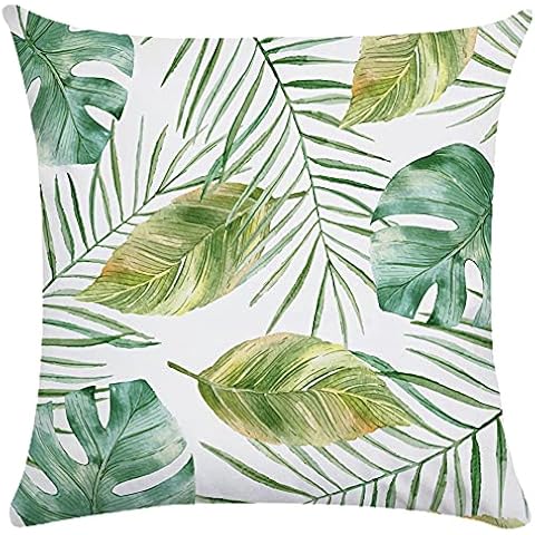 Hount Nordic Decorative Cushion Pillow Cover Soft Pillow Tropical Green Leaves Short Plush Pillowcase Sofa Pillow Case Cover