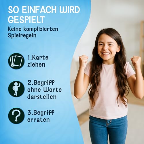 LIKARTO Pantomime Spiel für Kinder - Lustiges Familienspiel & Ratespiel - Outdoor & Indoor Kinderspiel - Geschenkidee für Mädchen & Jungen - Spiele ab 4, 5, 6, 7, 8, 9 Jahre