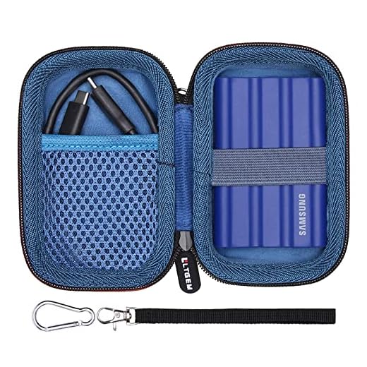 LTGEM Capa para Samsung T7 Shield 1TB 2TB SSD portátil SSD externo Solid State Drive - Bolsa de armazenamento de capa protetora rígida, azul