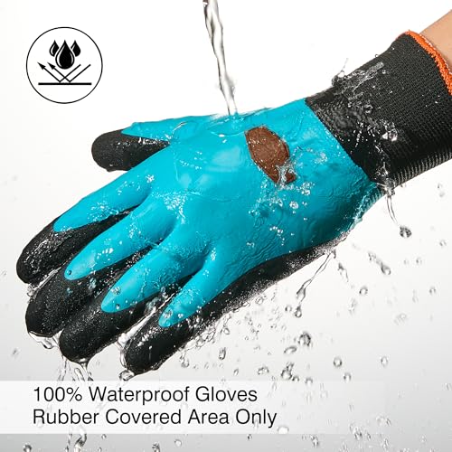 Image of COOLJOB Waterproof Gardening Gloves, Double Coated Garden Gloves, Blue