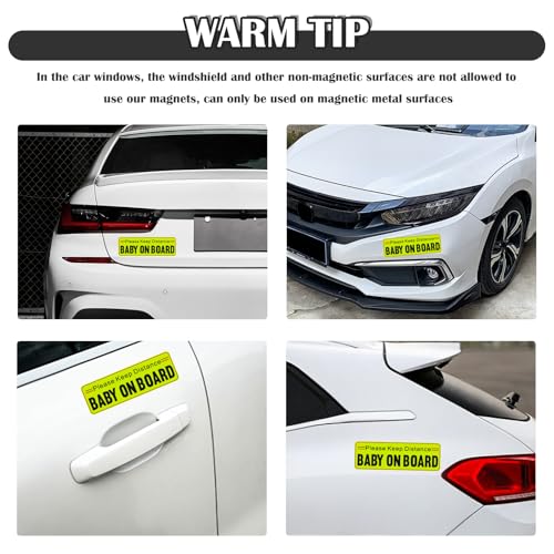 Image of 2PCS Baby on Board Magnet for Car,Reflective Baby on Board Sticker Magnet as Warning Sign to Others,Eye-catching Babies on Boards Signs for Car Magnets Cars Accessories