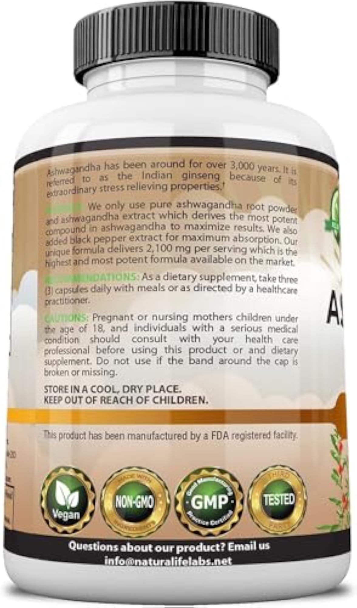 Organic Ashwagandha 2,100 mg Vegan Capsules