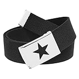 Build A Belt Star 1.25' Wide Flip Top Belt Buckle with Canvas Web Belt (Womens Large Black)