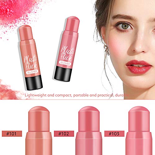 Ownest 3 Colors Blush Stick,Natural Cream Blush Makeup,Longlaating Waterproof Face Eyeshadow Lipstick Makeup-#A 27g
