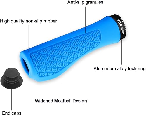 Vista 73 de Empuñaduras de manillar de bicicletas, empuñaduras ergonómicas de aluminio para bicicleta, vibraciones de amortiguación, empuñaduras de manillar