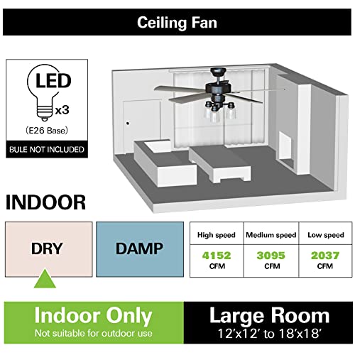 Hykolity 52 Inch Indoor Oiled Bronze Ceiling Fan With Remote Control, Industrial Ceiling Fan With Lighting, Reversible Motor And Blades, Etl Listed For Living Room, Bedroom, Basement, Kitchen #TOP1