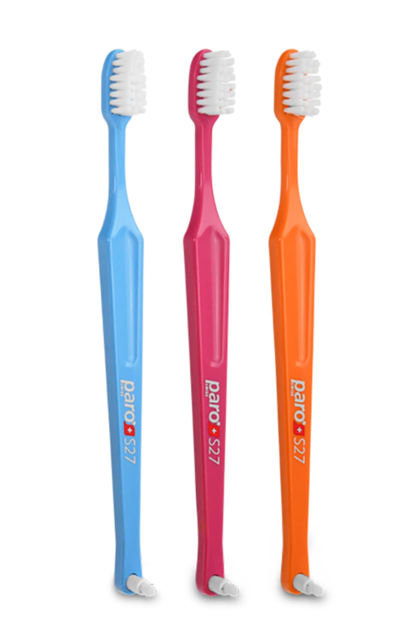S27 Toothbrush | Soft Bristles with 3 Rows, 27 Tuft and Replaceable Interspace Brush F (3 Pack Multi -Color)