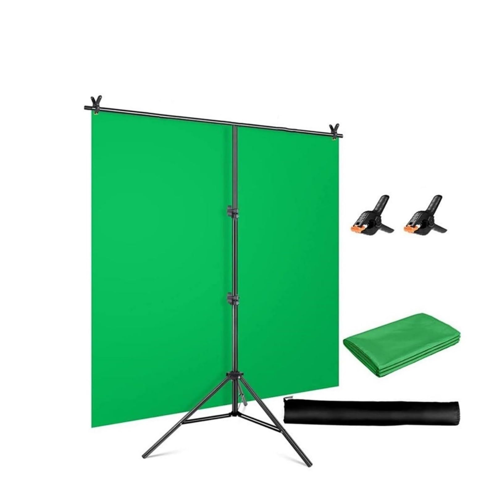 Kit di supporto portatile a forma di T per studio fotografico e video, cornice verde regolabile con panno di sfondo