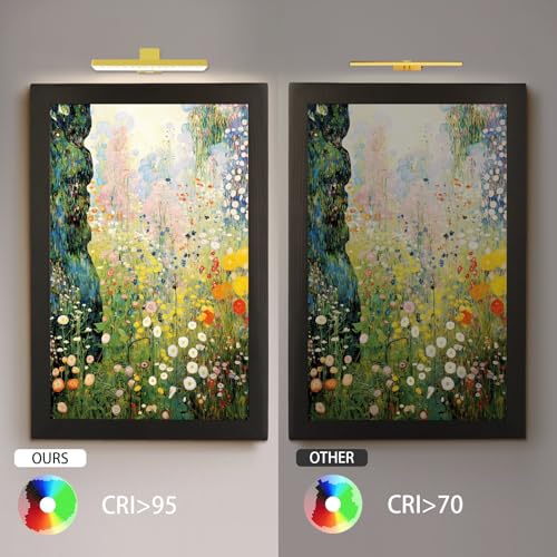 Image of Battery Operated Picture Light, Wireless Painting Light with 3 Lighting Modes,Remote and Dimmable Timer Art Display Light for Picture Artworking Frame Portrait, Wall Decor Puck Lights
