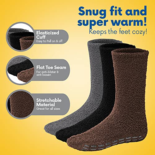 Debra Weitzner 5/6 Pairs Mens Fuzzy Socks Grip Socks Microfiber Plush Sleeping Socks Soft Anti-Skid Solid2