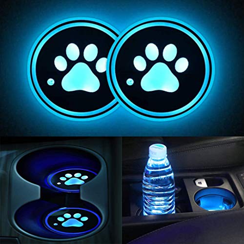 SR 2pcs Wireless Cup Holder car Universal Coaster LED Light 7 Colors USB Charging Bottle Coaster car Drink Holder LED Interior Decoration Accessories (Please Choose Your car Name)