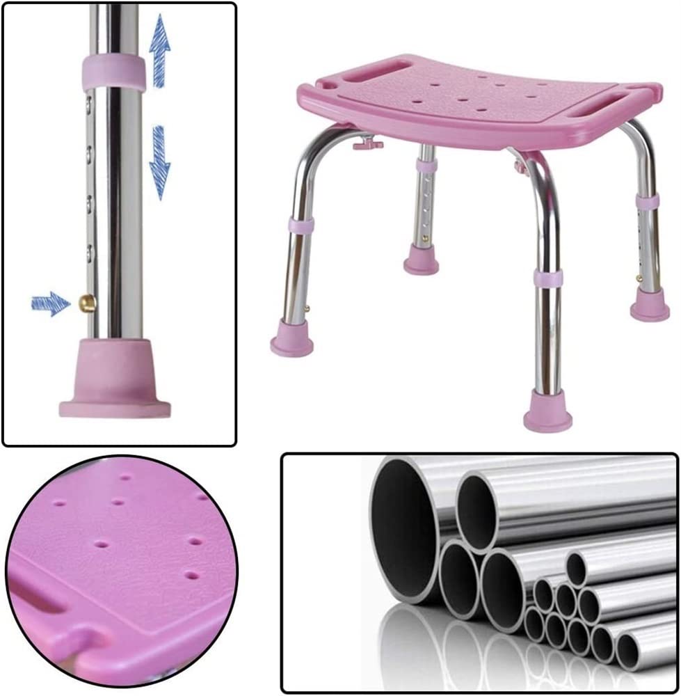Krzesło prysznicowe Przenośny stołek łazienkowy dla dorosłych i osób starszych, regulowana ławka prysznicowa do wanny, lekka i trwała konstrukcja(Pink)