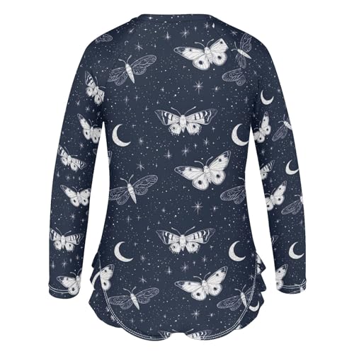 CHIFIGNO One Piece Swimsuits Girls Quick Dry Rashguard Hawaii Swimwear, Moths and Butterflies Navy 3T3