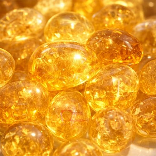 Image of Crystal Citrine Tumble Stone | 50 gm Tumbled Gemstones | Reiki Healing Stones | Home Decor Pebbles | Aquarium Gravel | Garden & Table Decor