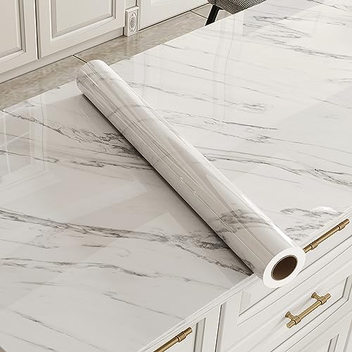 POVODA Marble Contact Paper for Countertops Peel and Stick Wallpaper