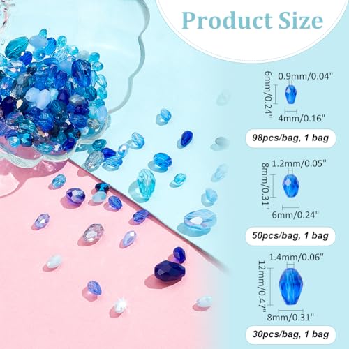 NBEADS About 178 Pcs Teardrop Crystal Glass Beads - Image 2