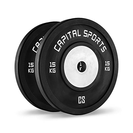 CapitalSports Capital Sports Inval Discos de Pesas Hi Grade Competition 50 mm (Placas de Peso de Goma Resistente Weight Drops sin dañar Suelo, Centro de Aluminio, Ideal Barra olímpica, 2x15 kg)