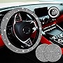 5 PCS Crystal Diamond Bling Steering Wheel Cover Car Coaster Rhinestone Sticker for Car Start Button Starter Ring Car Interior Accessories(Black with White Diamond)