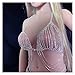 Luxury Shining Rhinestone Crystal Bra Thong Set Body Chain Fashion Sexy Women's Beach Party Bikini Set Gift(Gold thong)