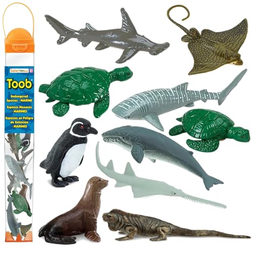 Safari Endangered Marine Species TOOB Figures of Whales, Marine  Iguana, Galapagos Penguin, Sea Lion, Spotted Eagle Ray, Sawfish, Hammerhead  and