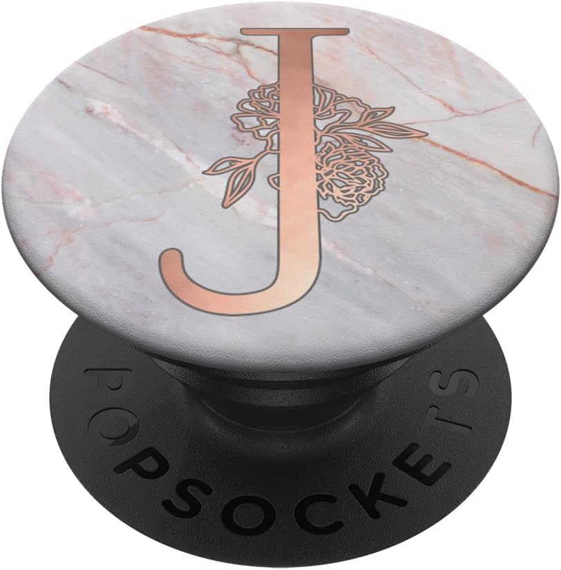 Rose Pink Letter J First Initial Monogram AAN115 PopSockets PopGrip: Swappable Grip for Phones & Tablets PopSockets PopGrip for MagSafe