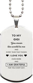 To My Gigi Silver Dog Tag, You mean the world to me, I Love Gigi Gifts, Birthday, Christmas Unique Gift Ideas For Gigi
