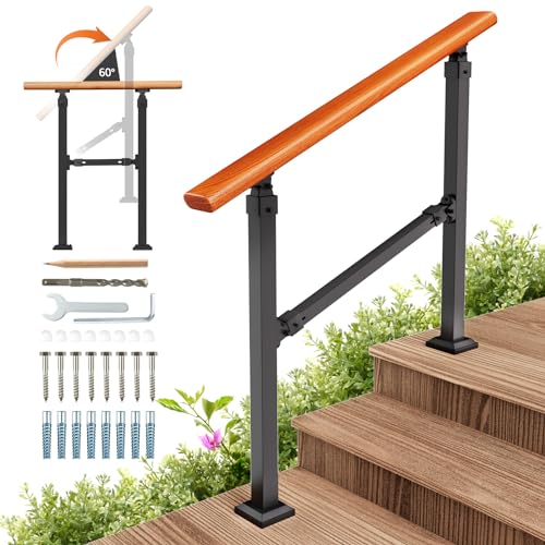 UOKRR Metal Handrail Wood Grain...