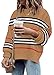ETCYY Womens Sweaters Fall 2026 Batwing Long Sleeve Side Slit Knit Tops Crew Neck Striped Oversized Sweater Pullover,A Color Brown,Medium