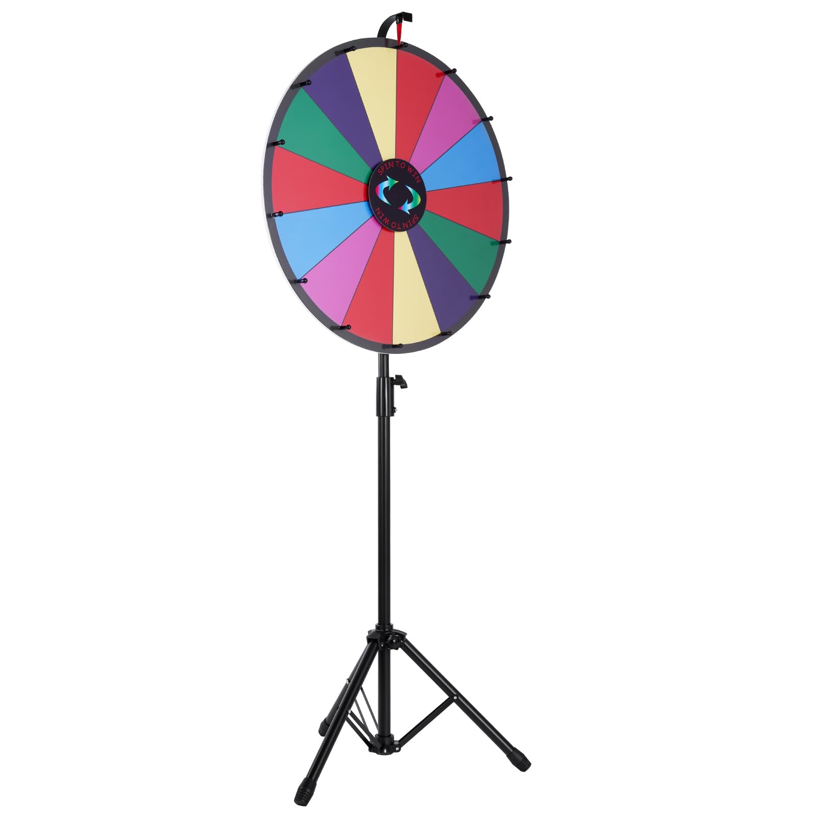 VEVOR Glücksrad 601 mm 14 Fächer Höhenverstellbarer Ständer 1125-1530 mm Rouletterad Aufbewahrungstasche