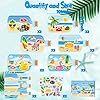 CY2SIDE Summer Beach Stickers - 12PCS Summer Drifting Bottles Sticker Art Craft for Kid Make Your Own Beach Sticker Scene with Pineapple Flamingo DIY Hawaii Party Game Class Fun Activities