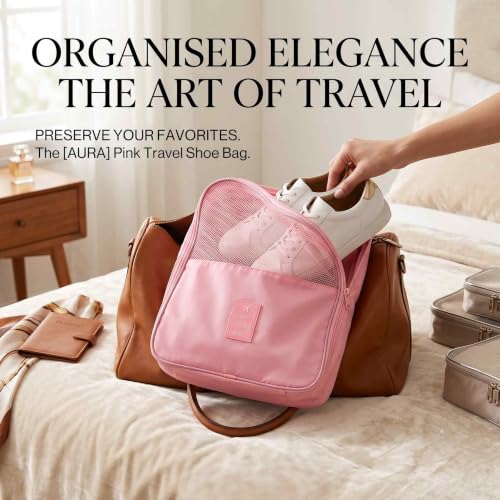 Image of Styleys 3 Pair Shoe Storage Bag Waterproof Travel Organizer Baby Pink