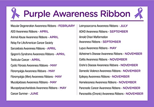 Purple Ribbon Awareness Bracelets – Purple Ribbon Bracelets for Alzheimer’s, Epilepsy, Pancreatic Cancer, Lupus, Crohn’s Disease & Fundraising -4