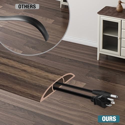 Image of Floor Cord Cover, Cable Protector, 0.63W x 0.31H inches, Wire Cover for Extension Cords, Floor Cable Covers Prevent Cable Trips (Wood Walnut, 50-10 Feet)