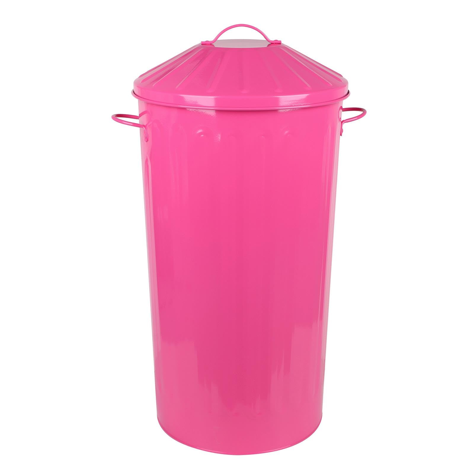 simpa 60L Colourful Vintage Style Metal Tapered Dustbins & Lids - Pink 62cm (H) x 38cm (Dia) — view 58