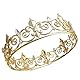 LEEMASING Royal Full King Krone Metall Kronen und Tiaras für Männer Cosplay Hochzeit Prom Party Dekorationen Krone Kopfbedeckungen Zubehör (Gold)