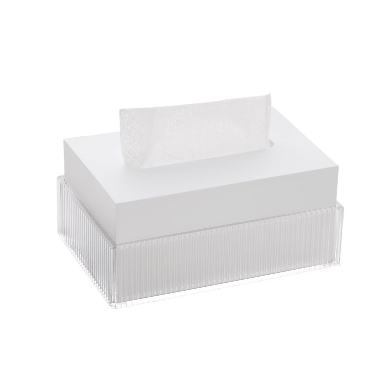Multifunctional Tissue Box Holder Acrylic Modern Hotel Restaurant Tissue Box Home Coffee Table Desktop Napkin Facial Dispenser Decorative Napkin Holder(White,Small)